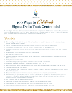 100 Ways to Sigma Delta Tau`s Centennial Friendship