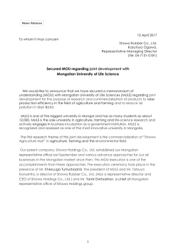 Secured MOU regarding joint development with Mongolian