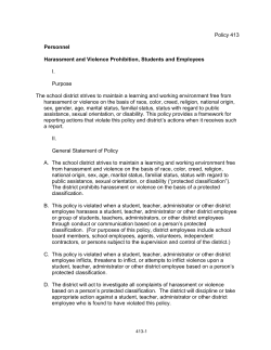 Policy 413 Personnel Harassment and Violence Prohibition