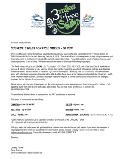 subject: 3 miles for free smiles - 5k run