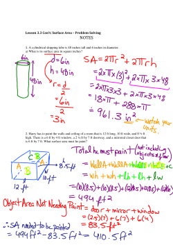 Lesson 3.3 Con`t: Surface Area &ndash; Problem Solving