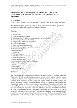 introduction to tropical agriculture and outlook for tropical crops in a