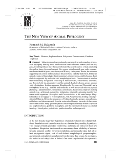 THE NEW VIEW OF ANIMAL PHYLOGENY Kenneth