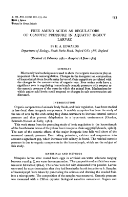 free amino acids as regulators of osmotic pressure in aquatic insect