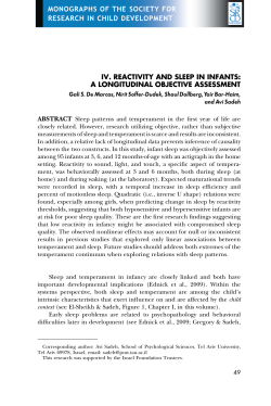 iv. reactivity and sleep in infants: a longitudinal objective assessment