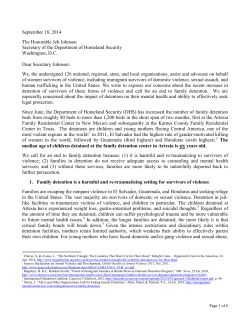 September 18, 2014 The Honorable Jeh Johnson Secretary of the