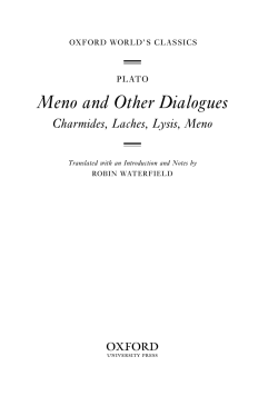 Meno and Other Dialogues