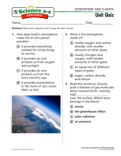 Atmosphere and Climate&mdash;Unit Quiz