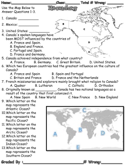 Use the Map Below to Answer Questions 1-3. 1