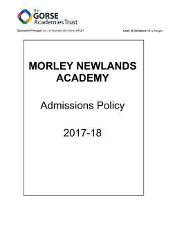 MORLEY NEWLANDS ACADEMY Admissions Policy 2017-18