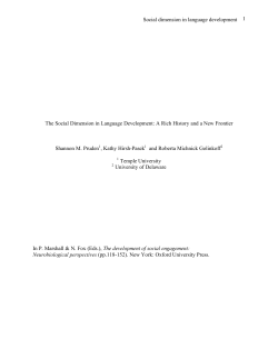 Social dimension in language development 1 The Social