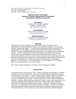 Optimal Science Lab Design: Impacts of Various Components of Lab