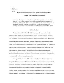 1 14.731 Term Paper Jin Li Better Technologies, Larger Wars, and