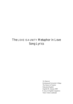 The LOVE IS A UNITY Metaphor In Love Song Lyrics