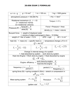 Q mc T = ∆ kx = F - University of Iowa Physics