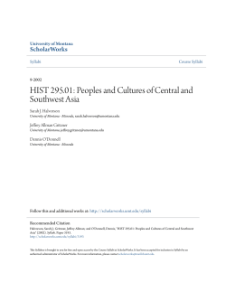HIST 295.01: Peoples and Cultures of Central and Southwest Asia