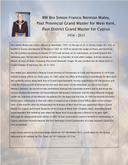 RW Bro Simon Francis Norman Waley, Past Provincial Grand Master