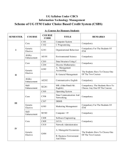 Scheme of UG ITM Under Choice Based Credit System (CSBS)