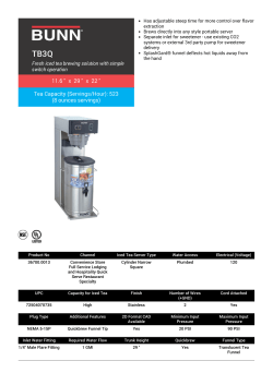 Tea Capacity (Servings/Hour): 523 (8 ounces servings)