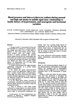 Blood Pressure and Intra-Erythrocyte Sodium