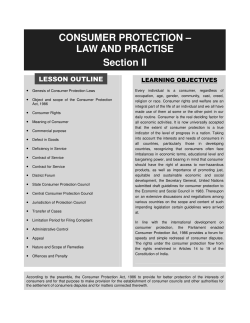 CONSUMER PROTECTION &ndash; LAW AND PRACTISE Section II