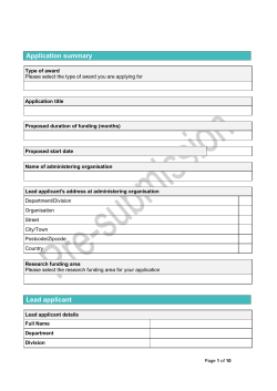 Sample full application form for Seed Awards and