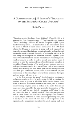 A Commentary on JH Prynne`s &ldquo;Thoughts on the