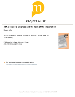J.M. Coetzee`s Disgrace and the Task of the Imagination