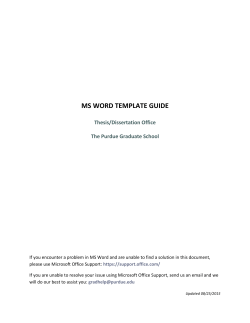 MS WORD TEMPLATE GUIDE