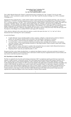 IGT PLC Conflict Minerals Report 2015