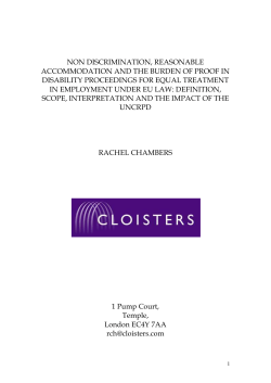 Non discrimination, reasonable accommodation and the burden of