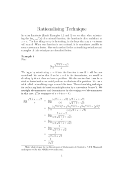 PDF Handout: Rationalizing Technique for Limits