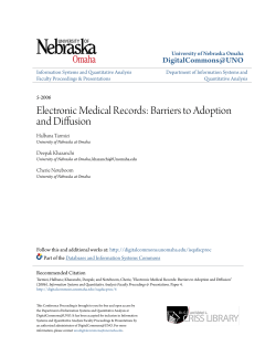 Electronic Medical Records: Barriers to Adoption and Diffusion