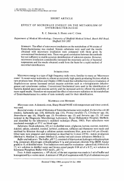 SHORT ARTICLE EFFECT OF MICROWAVE ENERGY ON THE