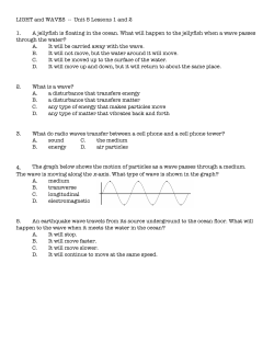 LIGHT and WAVES -- Unit 5 Lessons 1 and 2 1. A jellyfish is floating