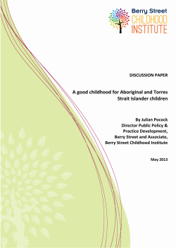 A good childhood for Aboriginal and Torres Strait Islander children