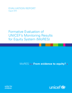 The UNICEF Monitoring Results for Equity System (MoRES)