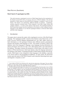 Skolt Saami: A typological profile (JSFOu 93)