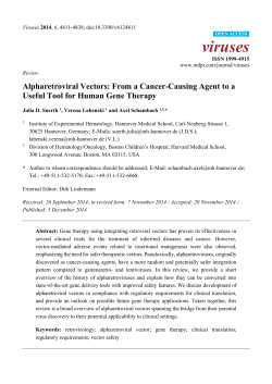 Alpharetroviral Vectors: From a Cancer-Causing Agent to a