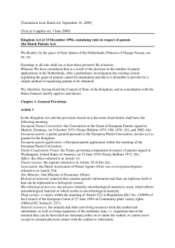 Dutch Patent Act