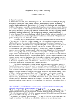 Happiness, Temporality, Meaning