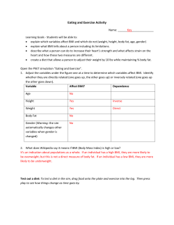 Eating and Exercise Activity