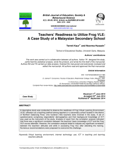 Teachers` Readiness to Utilize Frog VLE: A Case Study of a