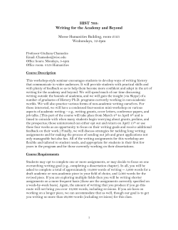 HIST 705: Writing for the Academy and Beyond