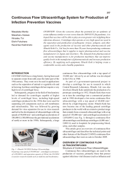 Continuous Flow Ultracentrifuge System for Production of Infection