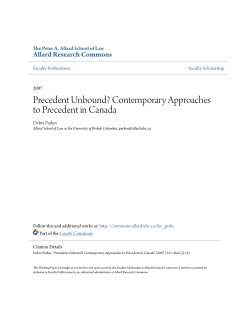 Contemporary Approaches to Precedent in Canada