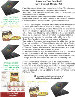 Attention Zion Families!! Now through October 1st