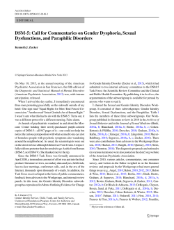DSM-5: Call for Commentaries on Gender Dysphoria, Sexual