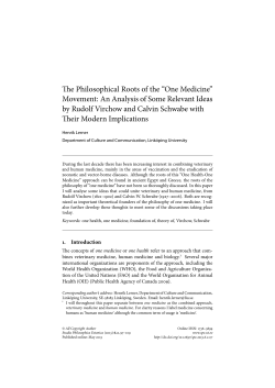 Te Philosophical Roots of the &ldquo;One Medicine&rdquo;