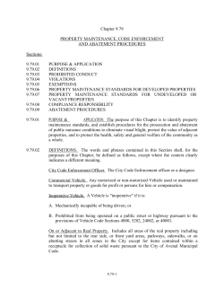 Property Maintenance, Code Enforcement and